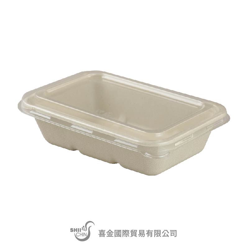 550ml長方植物纖盒(PET透明防霧蓋)