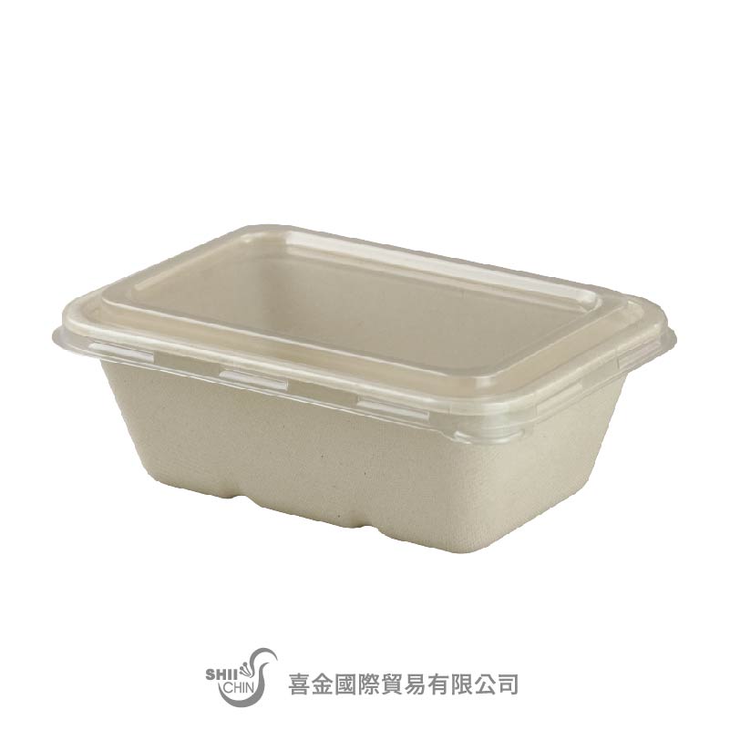750ml長方植物纖盒(PET透明防霧蓋)