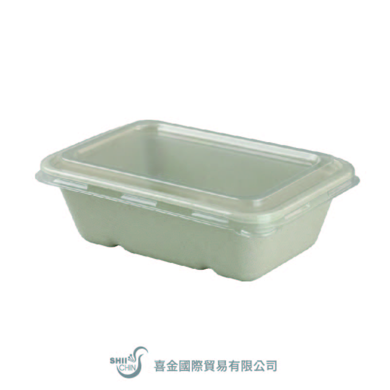 650ml長方植物纖盒(PET透明防霧蓋)