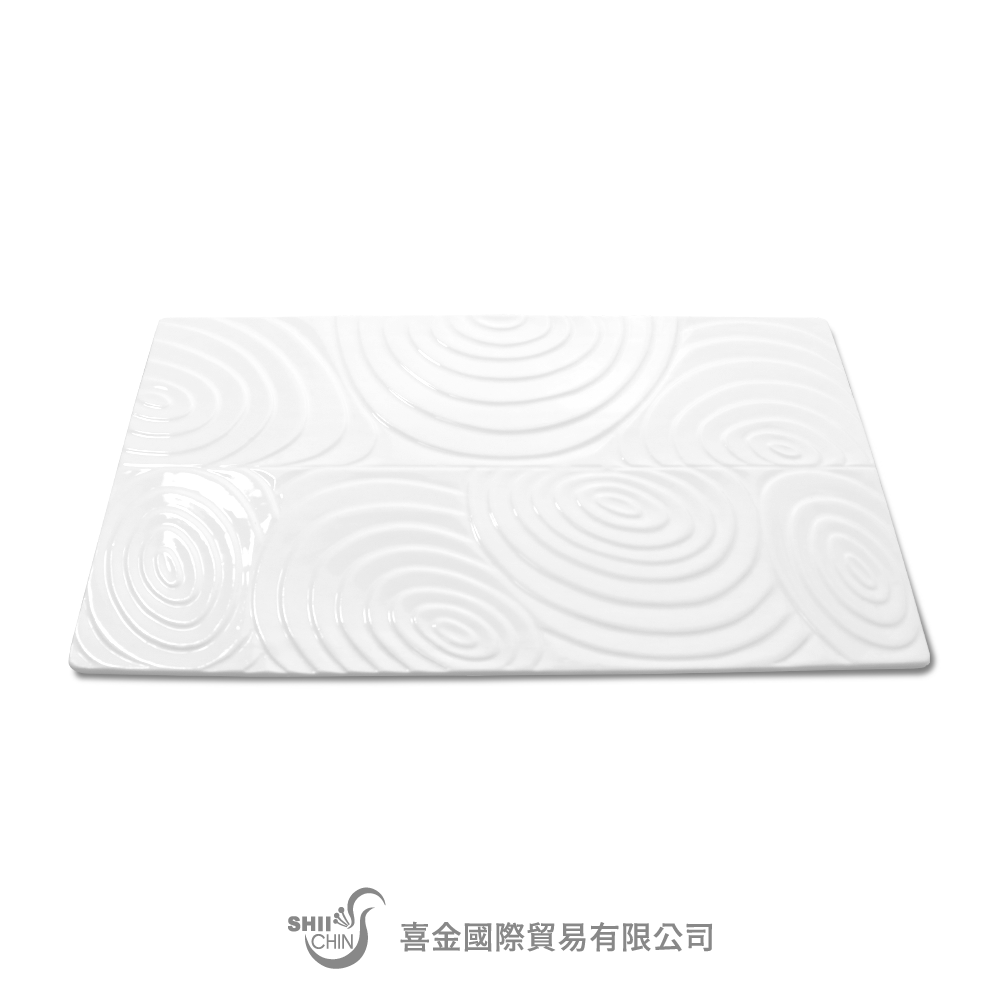 英菲骨瓷12吋波浪水紋平板