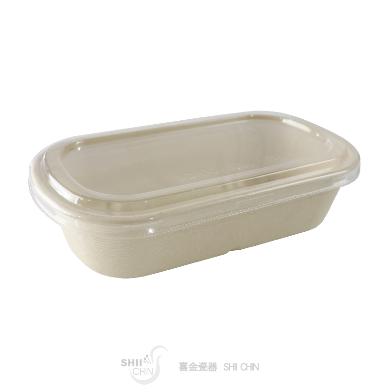 1000ml單格植物纖盒(透明PET防霧蓋)