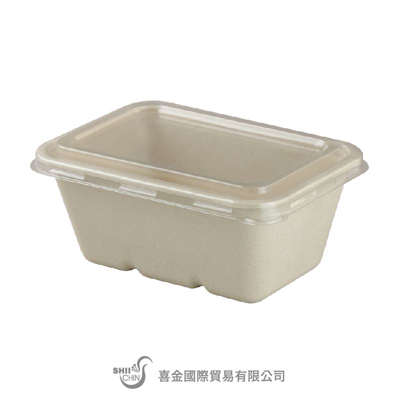 1000ml長方植物纖盒(PET透明防霧蓋)