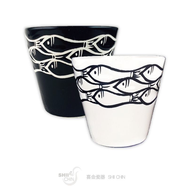 魚滿堂系列-豐收杯-黑/白