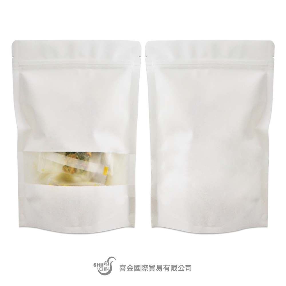 白牛皮霧面開窗夾鏈立袋