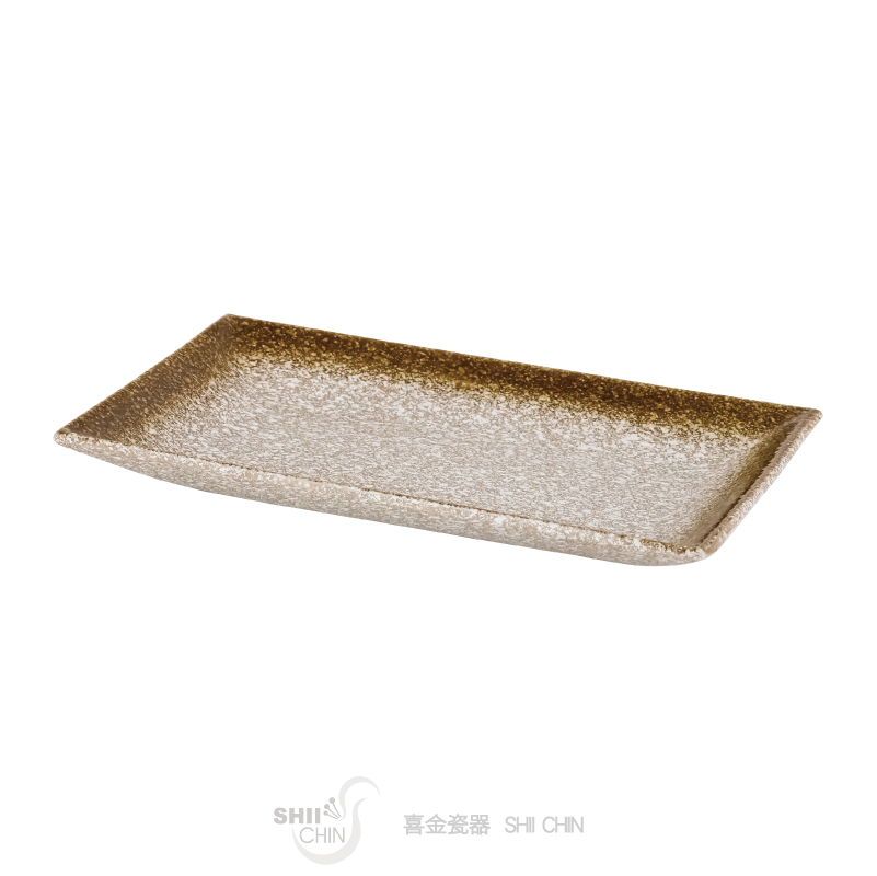 棕金日式10吋韓式長方盤