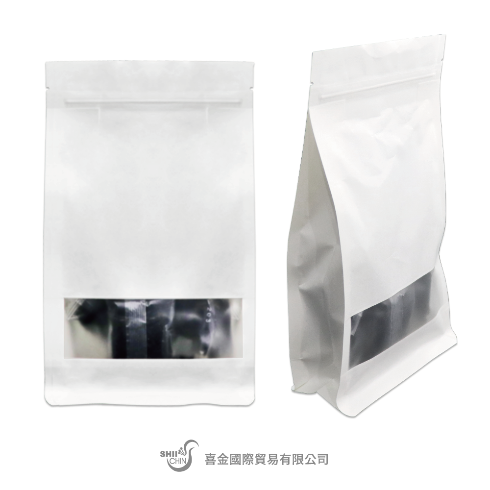 方底白牛皮霧面開窗夾鏈立袋