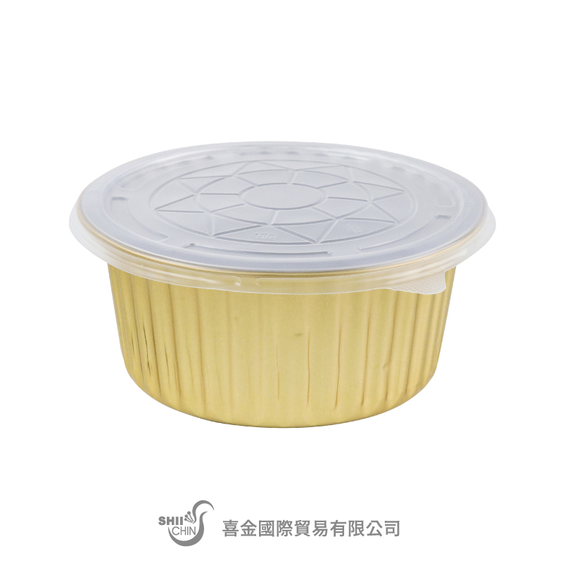 圓盒鋁箔(金色)1370ml(180PP蓋)